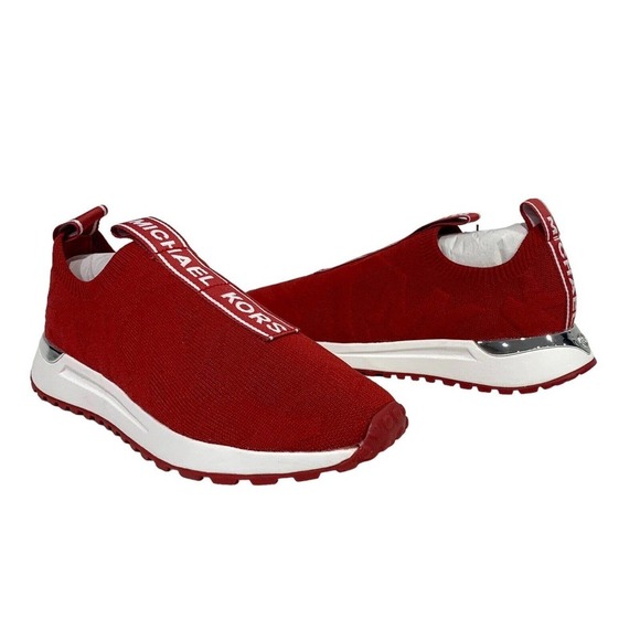 Michael Kors | Slip On Sneakers Red Athletic Casual Logo- Size 7.5 - Picture 1 of 8